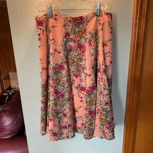 Forever 21 Peach Floral A-Line Skirt